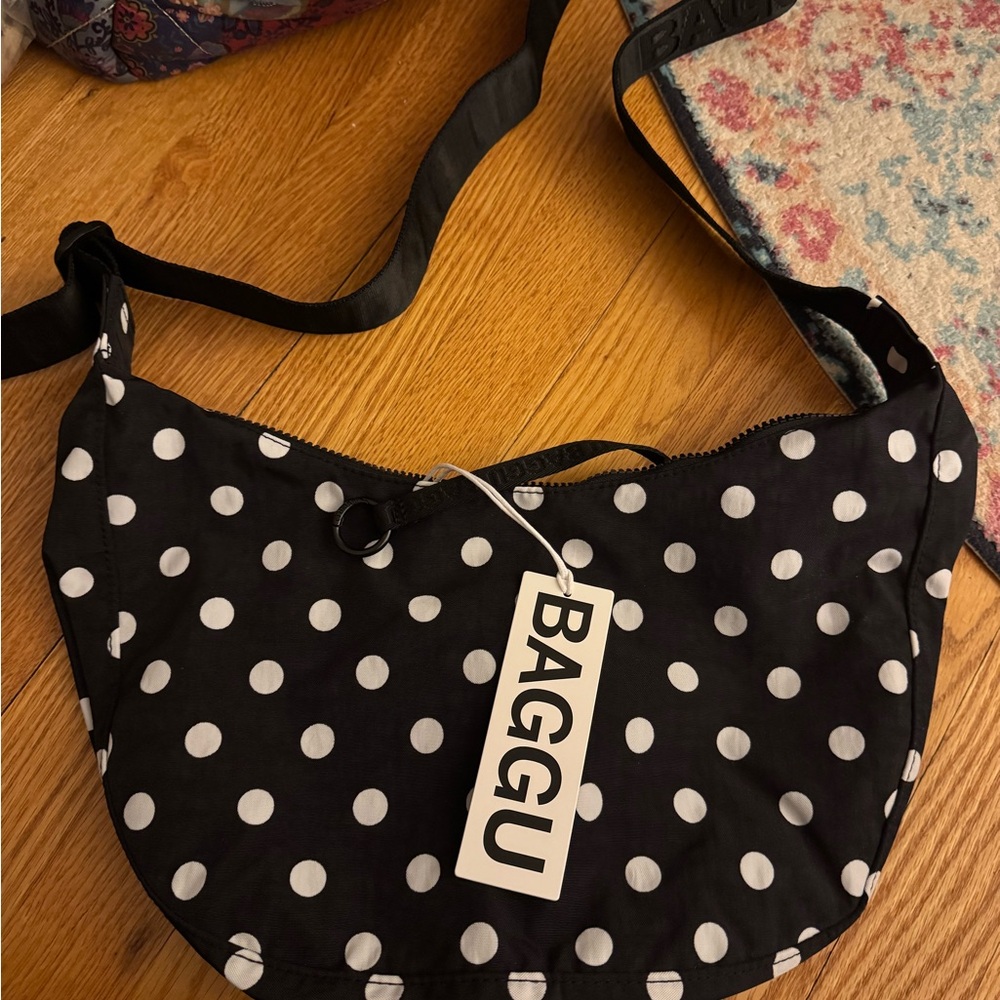 Baggu Black and White Polka Dot Shoulder Bag